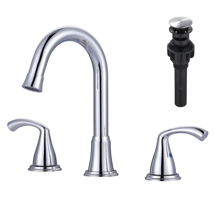 Widespread Bathroom Faucet with Drain Assembly