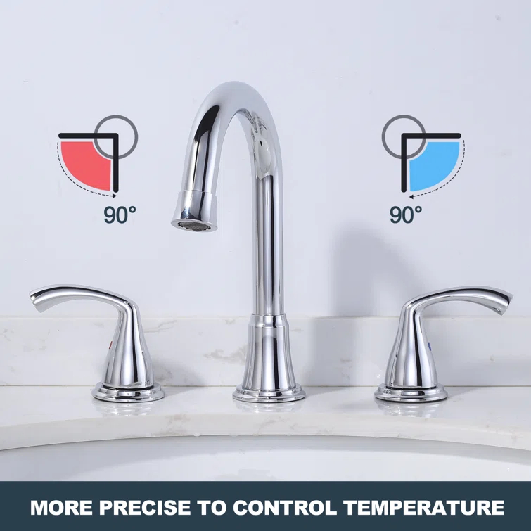Widespread Bathroom Faucet with Drain Assembly