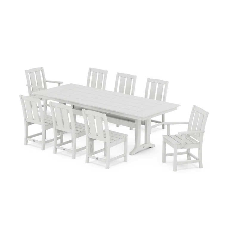 Mission 9-Piece Farmhouse Dining Set with Trestle Legs