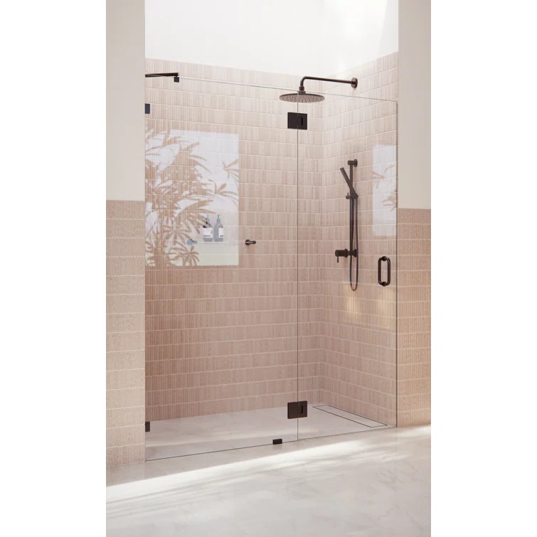 Glass Warehouse Halo 55.25 in. x 78 in. Frameless Glass Hinge Shower Door GW-GH-55-25-ORB
