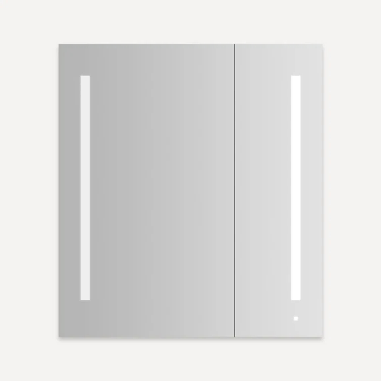 AiO Recessed Frameless Medicine Cabinet with 6 Adjustable Shelves and LED Lighting