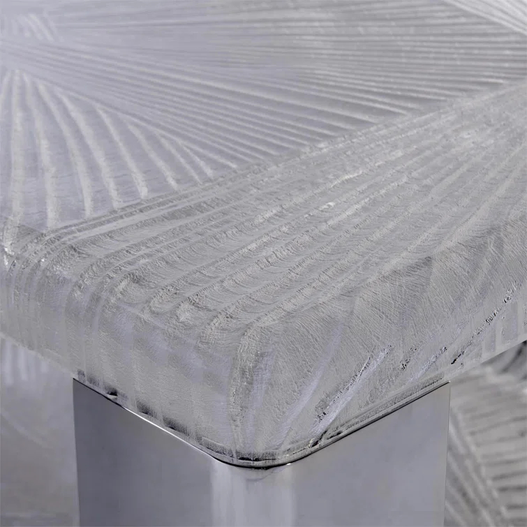 Silver Square Metal and Acrylic Transitional Cocktail Table