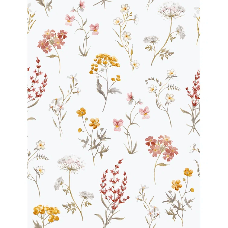 Spring Blossom Botanical Floral Mix 33' L x 21" W Wallpaper Roll