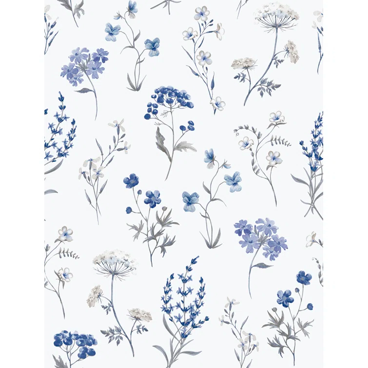 Spring Blossom Botanical Floral Mix 33' L x 21" W Wallpaper Roll