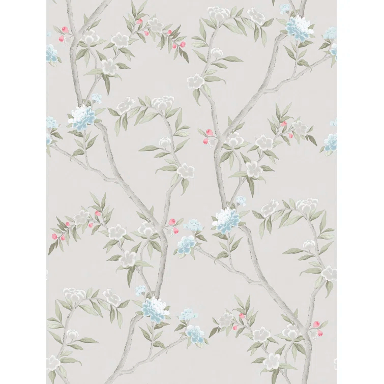 Spring Blossom Chinoiserie Floral Vine 33' L x 21" W Wallpaper Roll