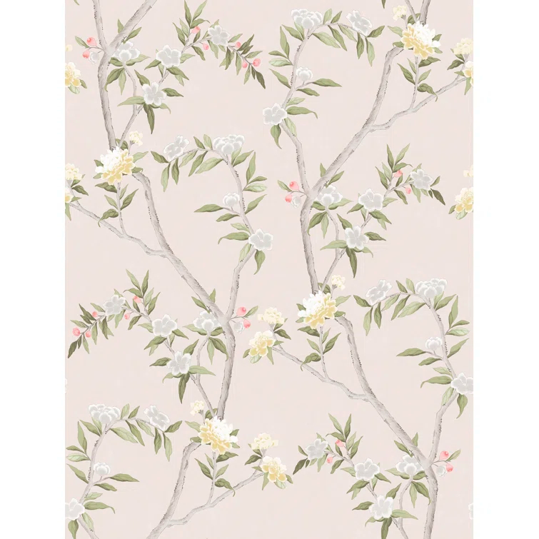 Spring Blossom Chinoiserie Floral Vine 33' L x 21" W Wallpaper Roll