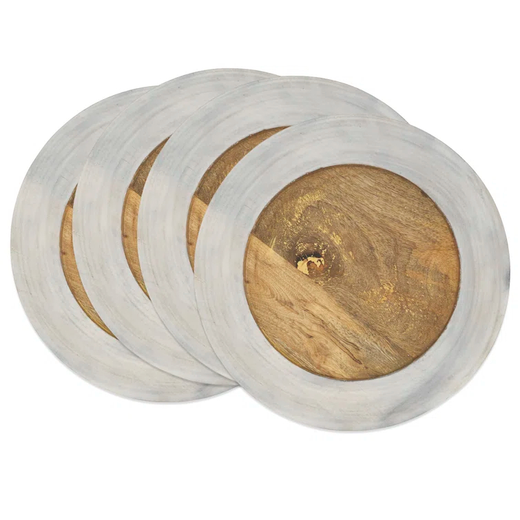 Sousplat Wood No Pattern Charger (Set of 4)