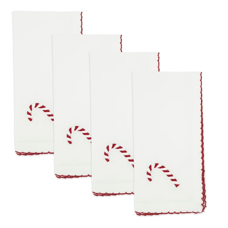 Winter Wonderland Whip Stitch Candy Cane Napkin (Set Of 4) (Set of 4)