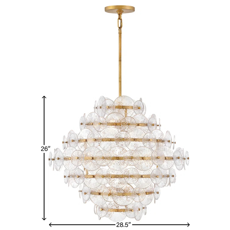 Rene 16-Light 29.5" Multi-Tier Chandelier w/ Textured Glass Discs