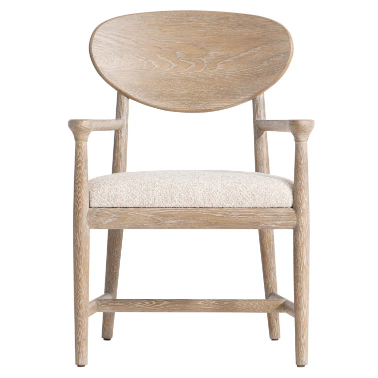 Marcona Finish Handcrafted Wood Arm Chair with Upholstered Seat