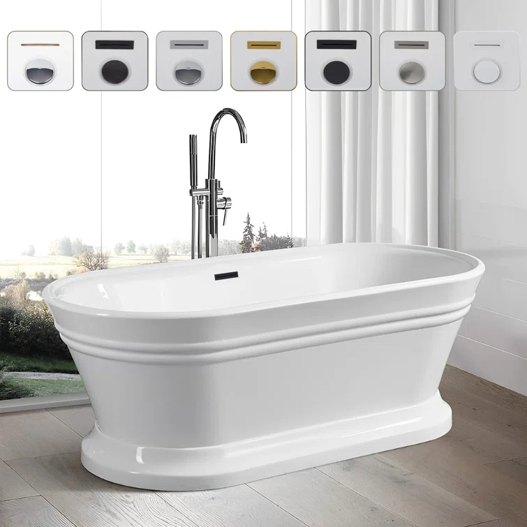 Athena 67" x 31" Freestanding Soaking Acrylic Bathtub