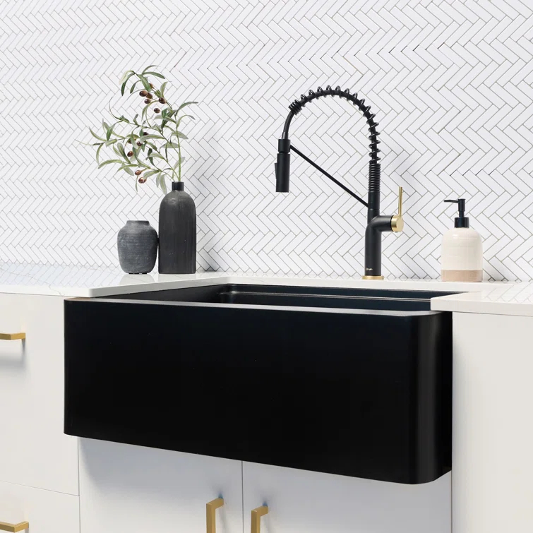 STYLISH S-830WN Pietra STYLISH 30 inch Undermount Workstation Single Bowl Composite Granite Apron Kitchen Sink