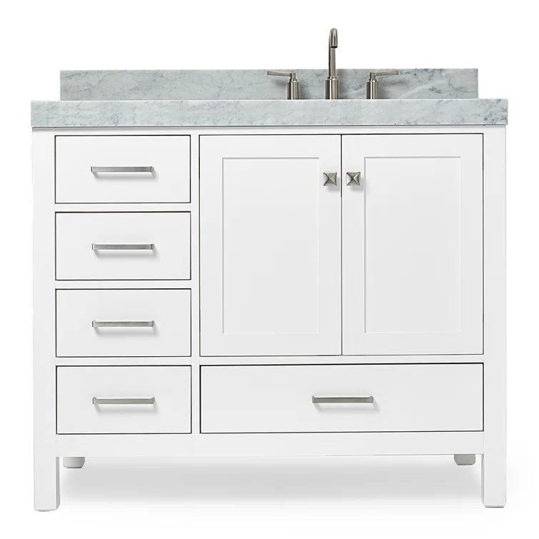 Cambridge 42'' Single Bathroom Vanity with Carrara Marble Top