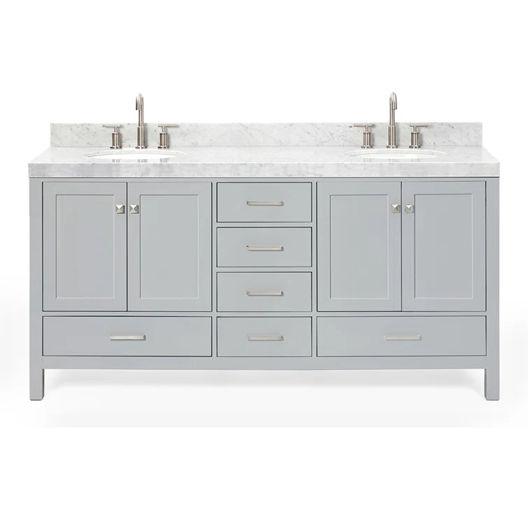 Cambridge 72'' Double Bathroom Vanity with Carrara Marble Top