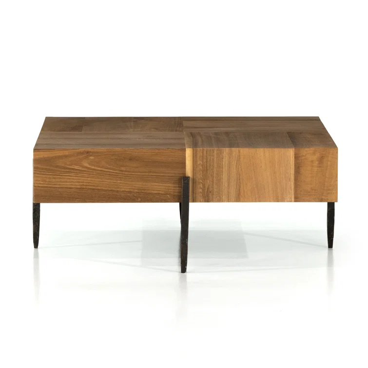 Contemporary Yukas Wood & Iron Square Coffee Table, 41"