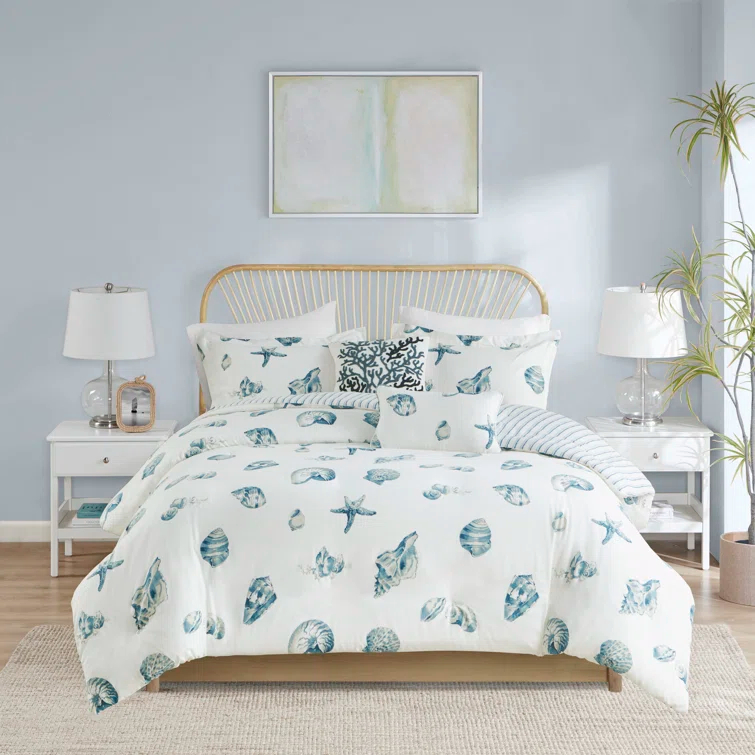 Beach House Coastal Cotton Reversible Duvet Cover Set
