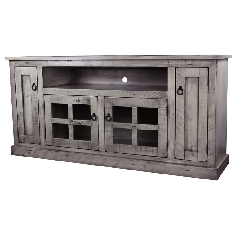American Heartland 30866RBW 68 in. Rustic TV Stand with 2 Flat Panel Doors, Rustic Barnwood