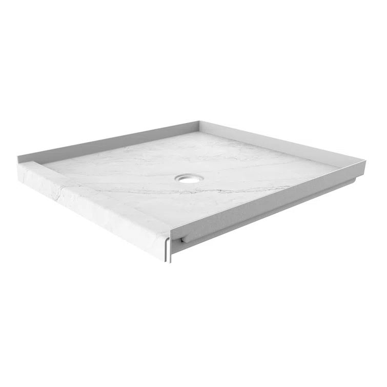 FlexStone 36"L x 36"W Single Threshold Alcove Shower Base with Center Drain