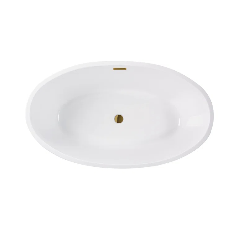 Vanity Art 59" X 32" White Acrylic Freestanding Bathtub