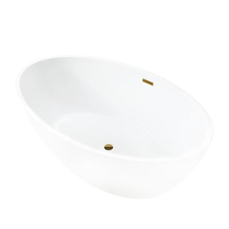 Vanity Art 59" X 32" White Acrylic Freestanding Bathtub