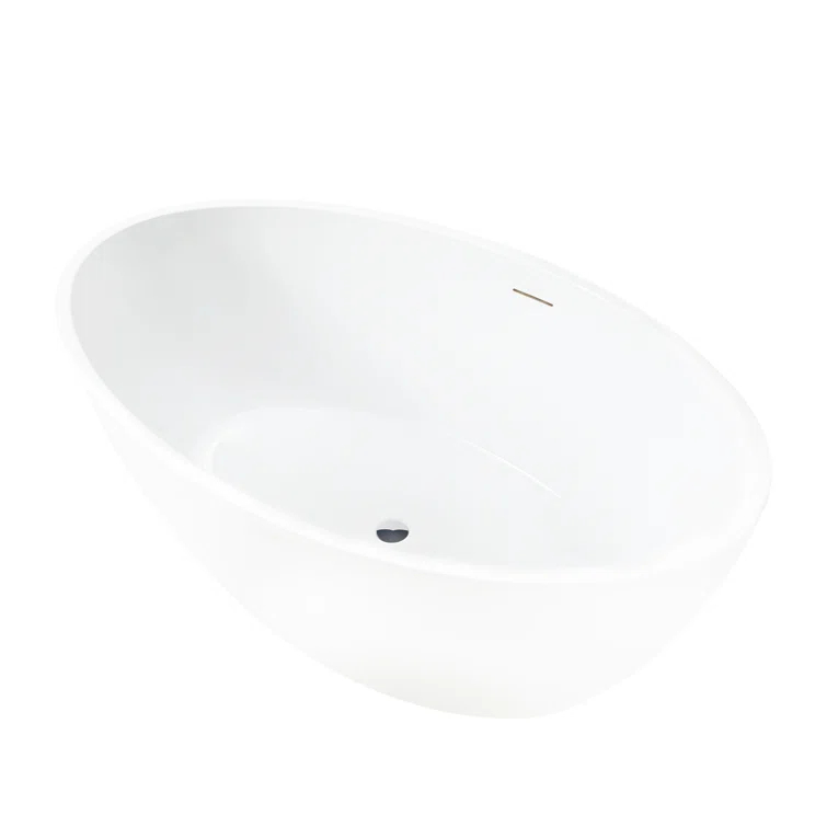 Vanity Art 59" X 32" White Acrylic Freestanding Bathtub