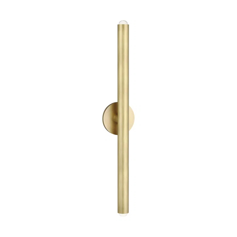 Natural Brass Dimmable LED Wall Sconce with Crystal Shade