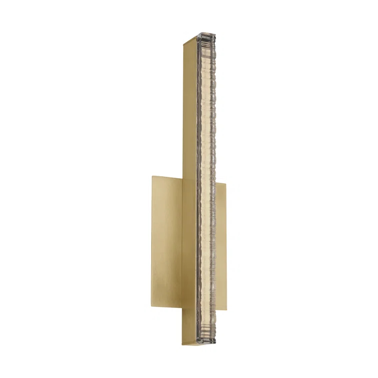 Natural Brass LED Sconce with Jagged Edge Crystal Shade