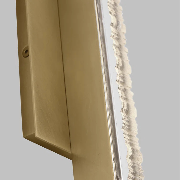 Natural Brass LED Sconce with Jagged Edge Crystal Shade