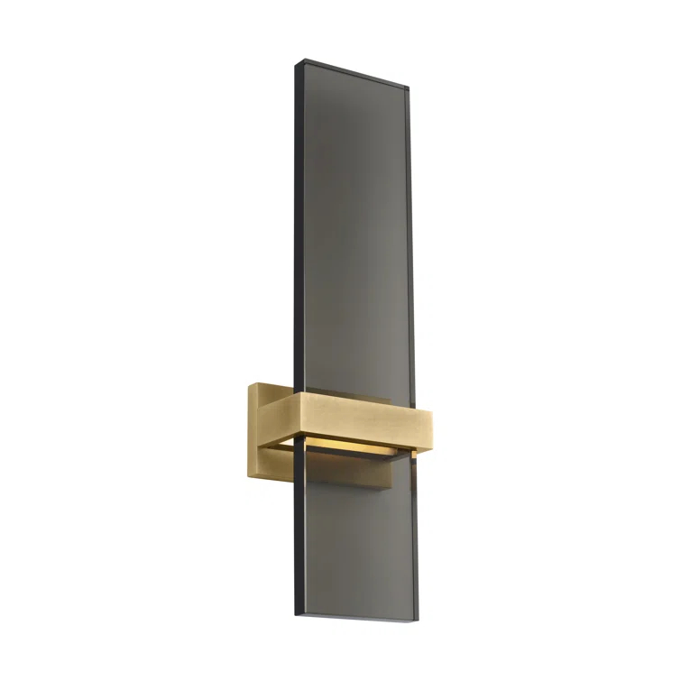 Natural Brass and Glass Dimmable Wall Sconce with LED Light