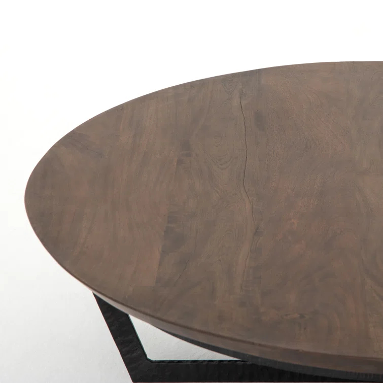 Felix Round Black and Brown Metal Coffee Table with Storage