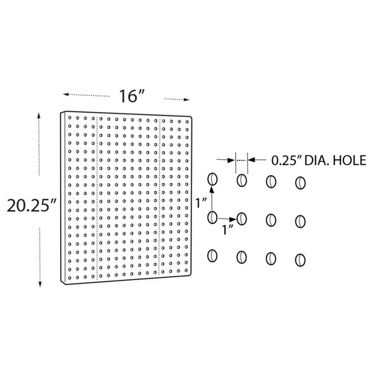 Pegboard Wall Panel Storage Solution, Size: 16"x 20", 2-Pack