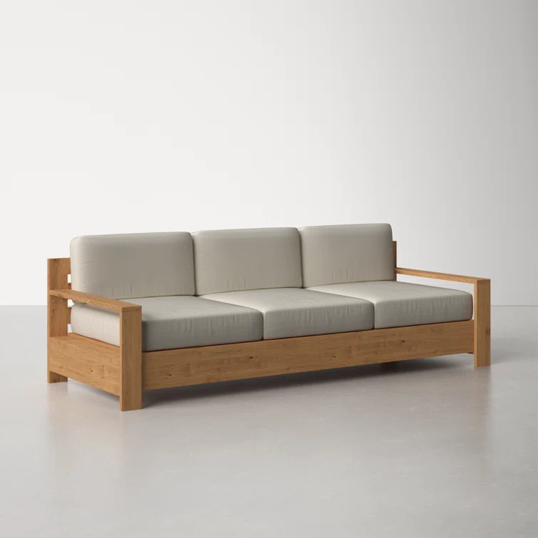 Miguelina 87'' Teak Outdoor Sofa with Sunbrella Cushions