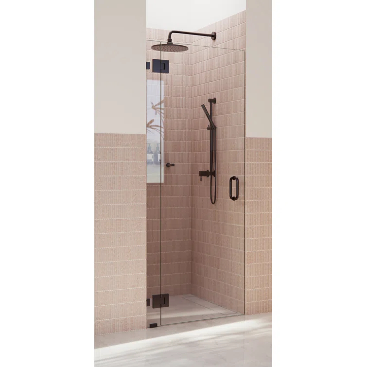 Halo 34 in. x 78 in. Frameless Glass Hinge Shower Door