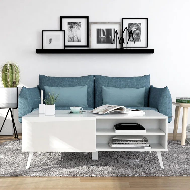 Home Living Room Modern Contemporary Altus 43" Coffee Table Gloss White