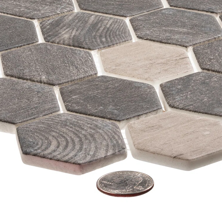Terrain 2'' Hex Glass Mosaic Kitchen Backsplash, Bathroom, Shower, Wall and Floor Tile