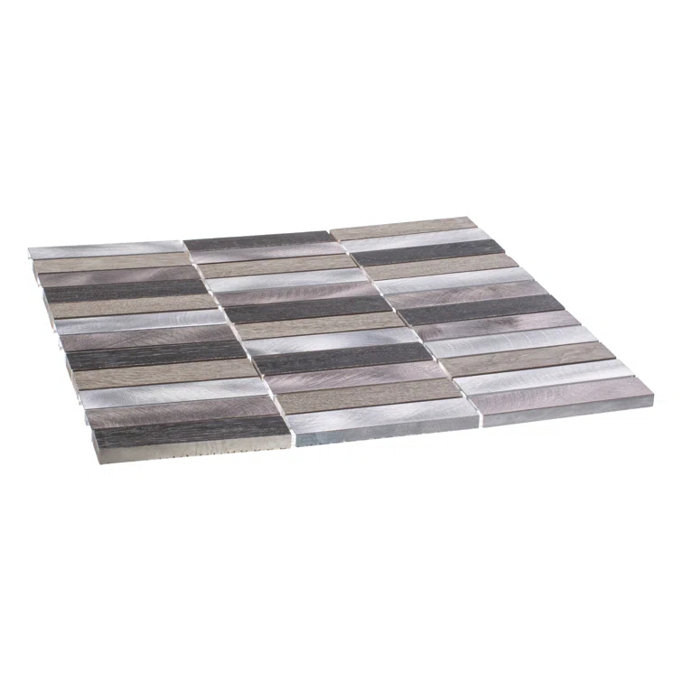 Chocolat-Stacked 1" x 4" Porcelain/Metal Grid Mosaic Kitchen Backsplash, Bathroom, Shower, Wall and Floor Tile