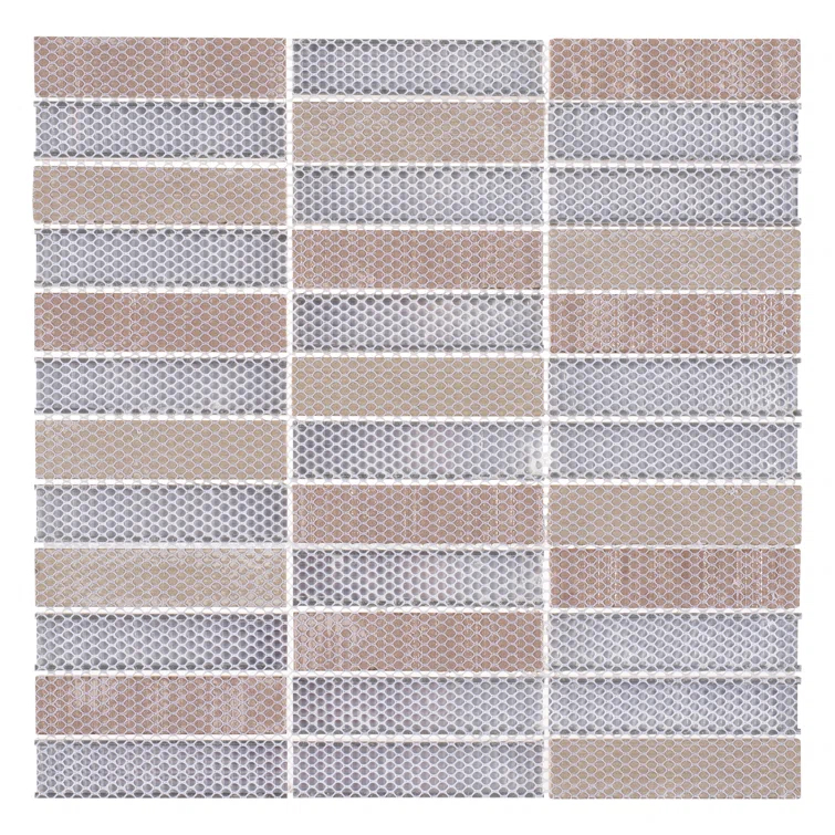 Chocolat-Stacked 1" x 4" Porcelain/Metal Grid Mosaic Kitchen Backsplash, Bathroom, Shower, Wall and Floor Tile