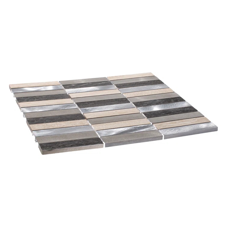 Chocolat-Stacked 1" x 4" Porcelain/Metal Grid Mosaic Kitchen Backsplash, Bathroom, Shower, Wall and Floor Tile