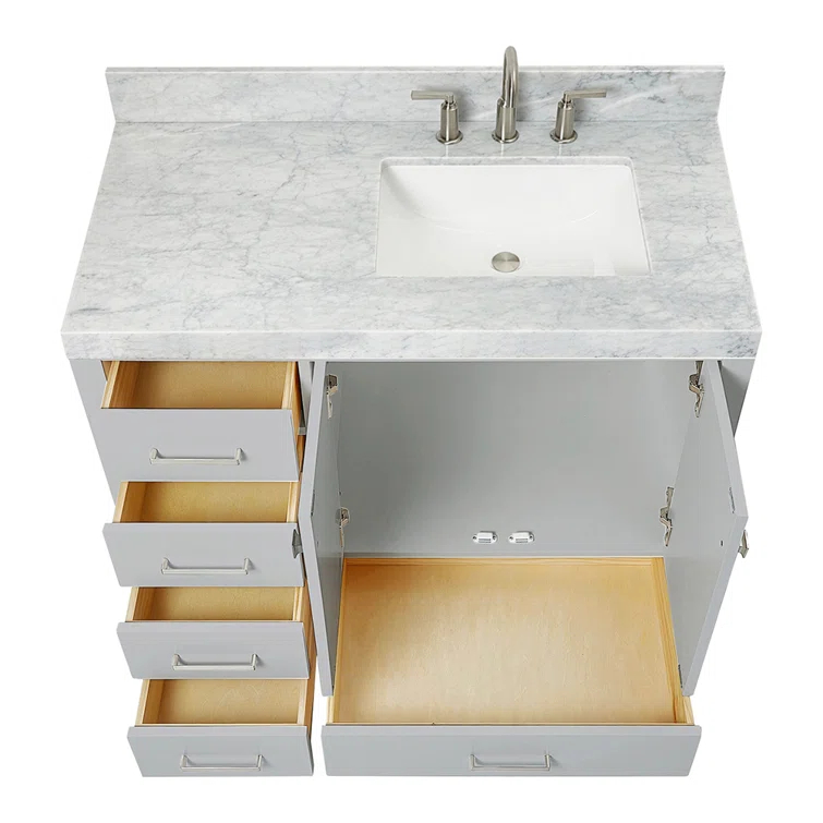 Cambridge 42'' Single Bathroom Vanity with Carrara Marble Top