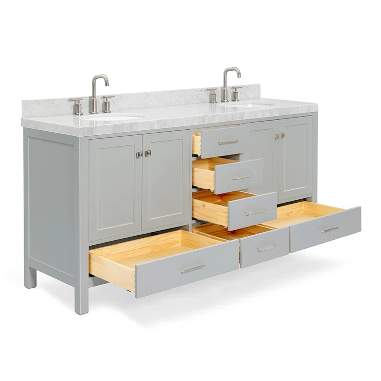 Cambridge 72'' Double Bathroom Vanity with Carrara Marble Top