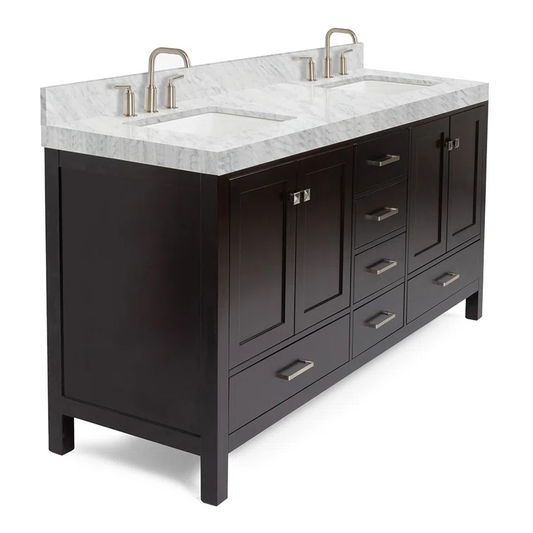 Cambridge Double Bathroom Vanity with Carrara Marble Top