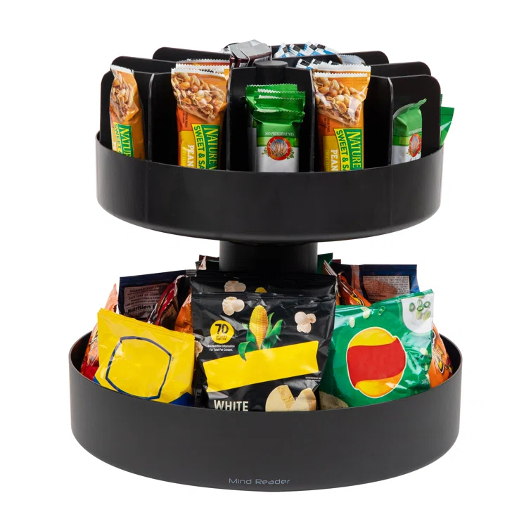 Mind Reader Mind Reader 2-Tier Snack Carousel, Countertop Organizer, Snack Tray, Pantry, Breakroom, Kitchen, 14.25"Lx14.25"Wx14"H