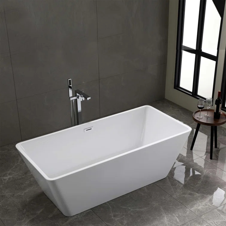 Toulouse 66.9'' x 31.1'' Freestanding Soaking Acrylic Bathtub