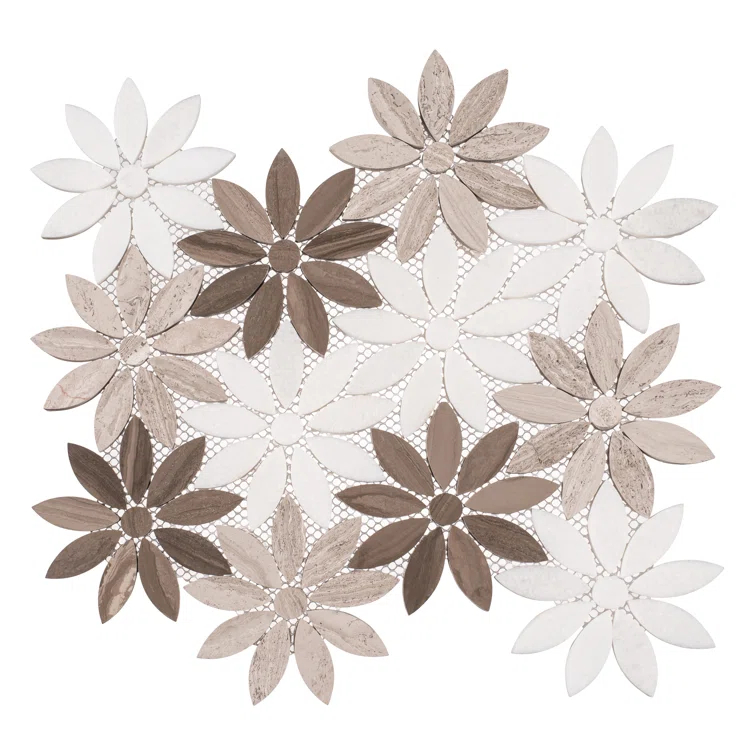 Fresh Novelty Flower Polished Natural Stones Wall & Floor Mosaic Tile