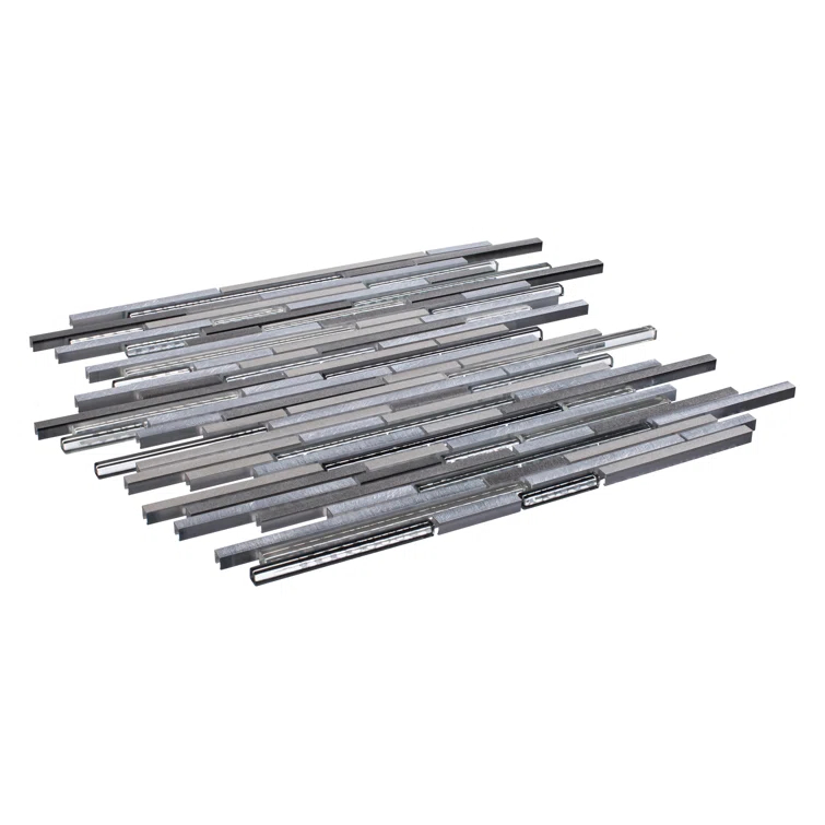 Klein- Bache Aluminum & Glass Random Brick Mosaic Kitchen Backsplash, Bathroom, Shower, Wall and Floor Tile