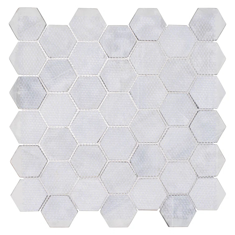 Andova Rochelle 2-in. Hexagon Honeycomb Marble Look Polished Glass Wall & Floor Mosaic Tile