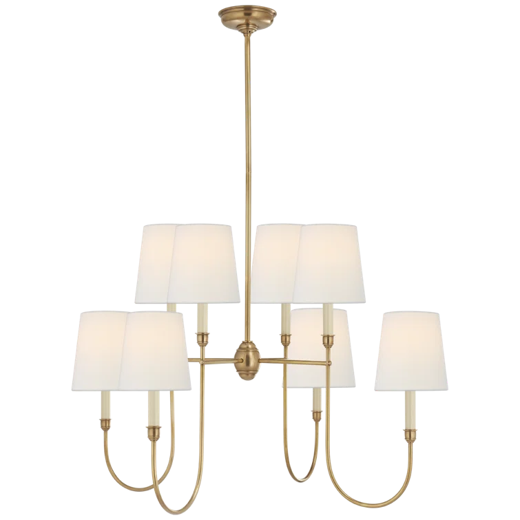 Hand-Rubbed Antique Brass 8-Light Chandelier with Shades