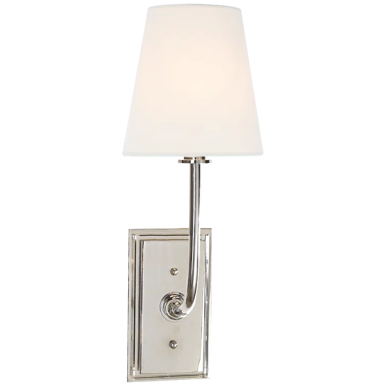 Polished Nickel Dimmable Sconce with Fabric Shade
