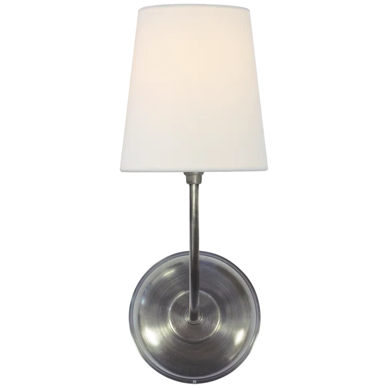 Polished Nickel Fabric Shade Dimmable Wall Sconce