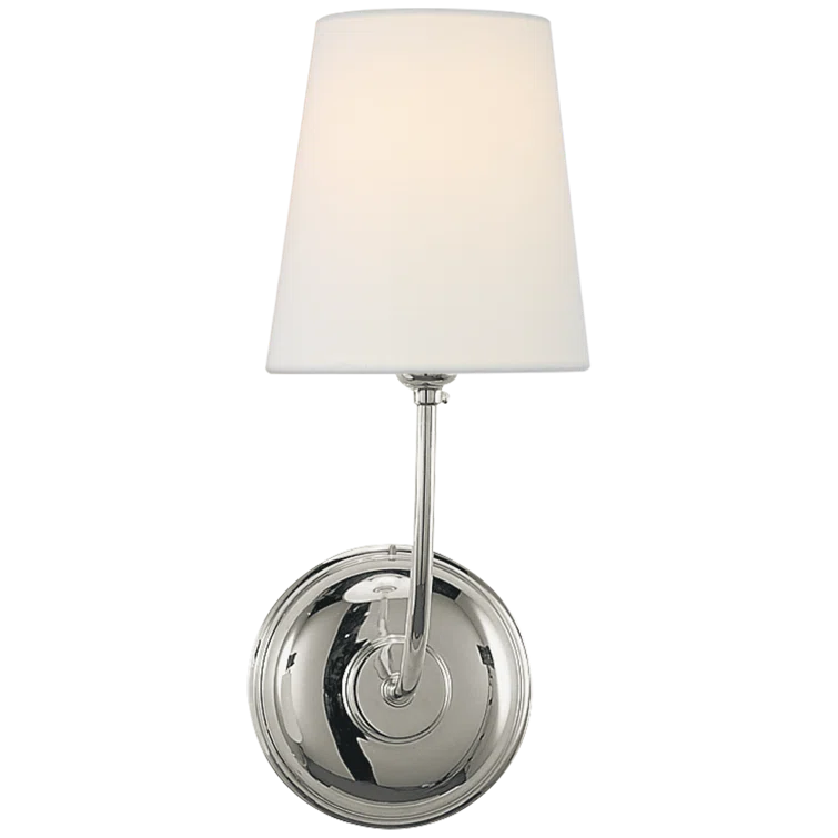 Polished Nickel Fabric Shade Dimmable Wall Sconce